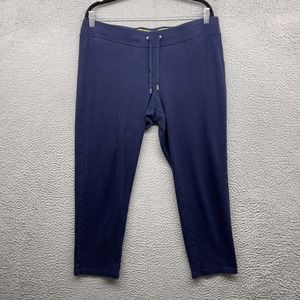 Lauren Ralph Lauren Active Womens Capri Pants Blue Fleece Elastic Waist Size XL